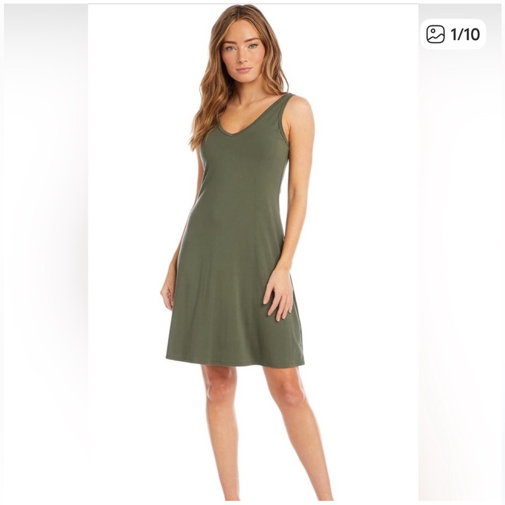 Karen Kane Brigitte Sleeveless Casual Dress in Olive Green NWTs